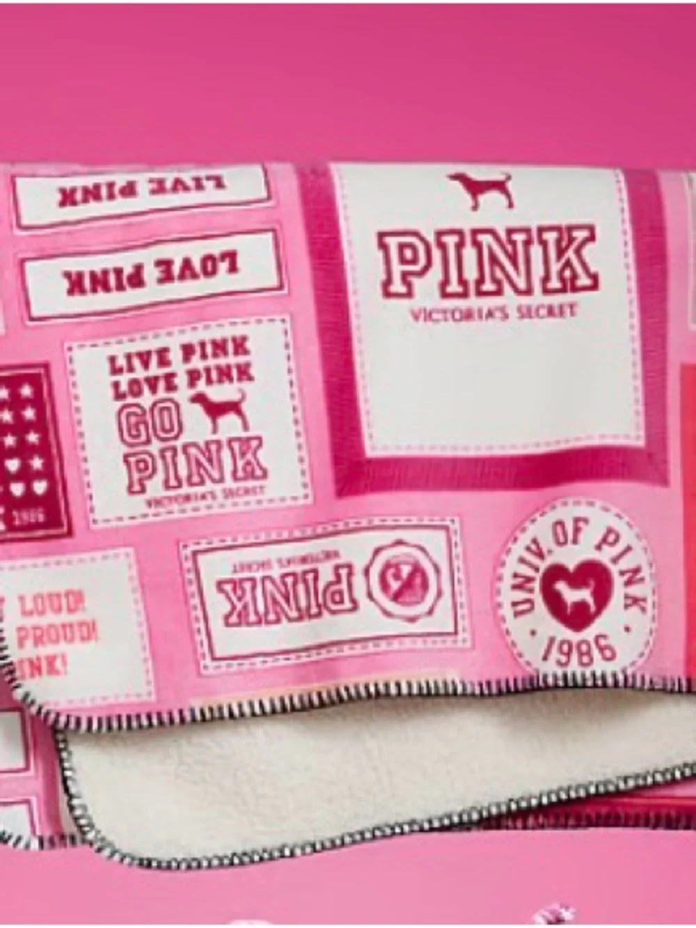Victoria's Secret PINK Limited Edition Collectible Patchwork Plush Blanket
